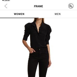 FRAME
Gillian Silk Collared Puff-Sleeve Top